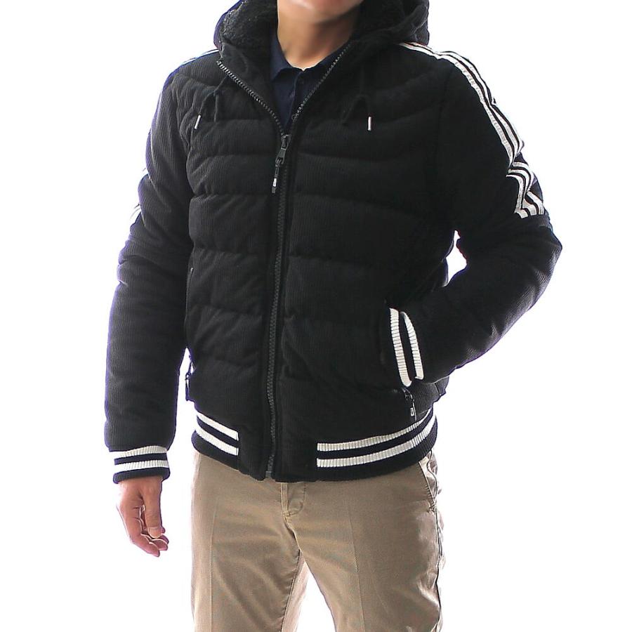 中綿ジャケット フード付き コーデュロイ メンズ アウター 黒/XXL
