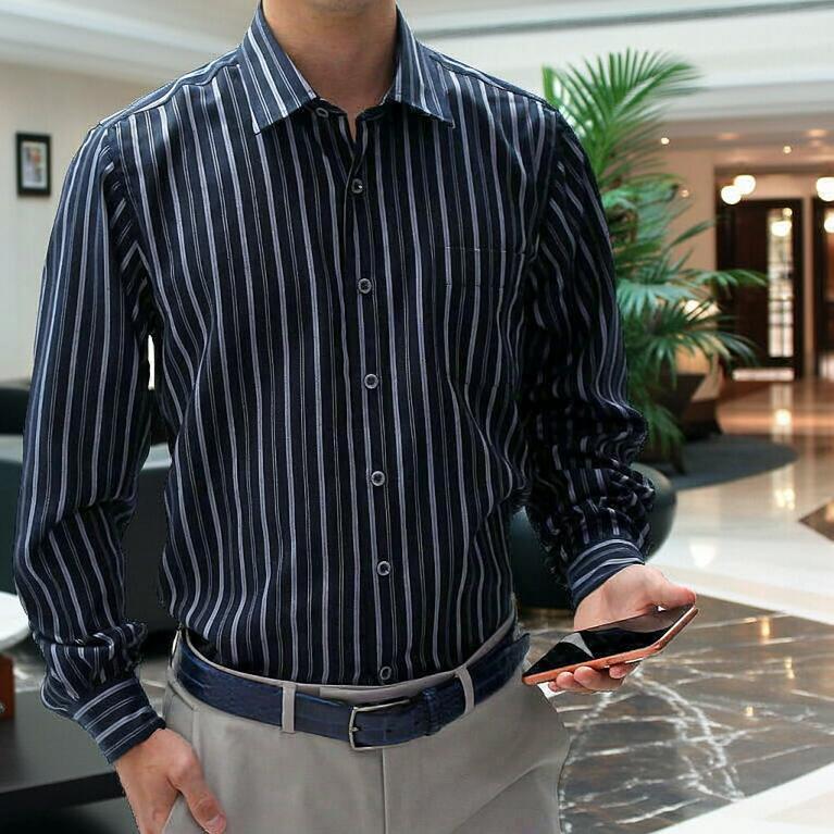 AUBERGE ネイビー/ボルドー ストライプ カットソー　ニット長袖Tシャツ ストライプシャツ 長袖シャツ メンズ ダークネイビーベース濃紺 ライト