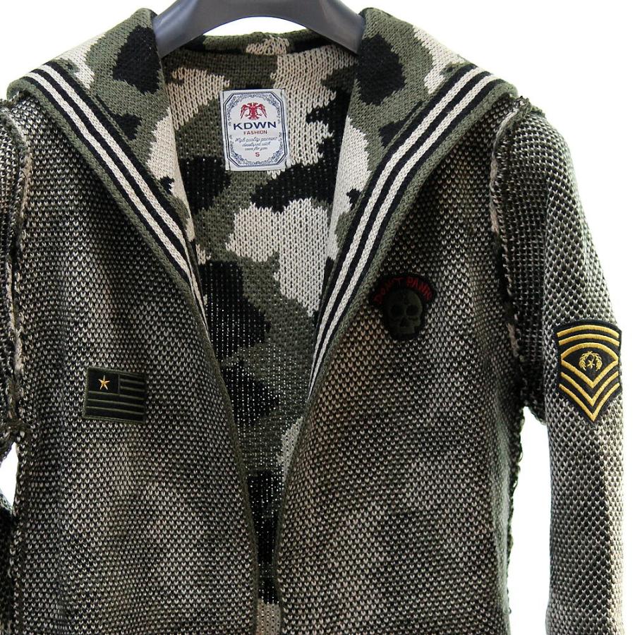 迷彩 コーディガン メンズ ニット パーカー ロングカーディガン