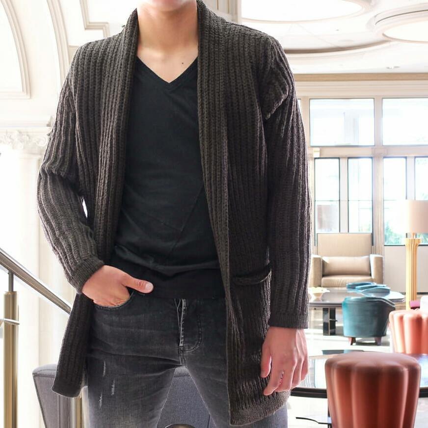 コーディガン ローゲージ ニット セーター メンズ 厚手 厚地 秋冬