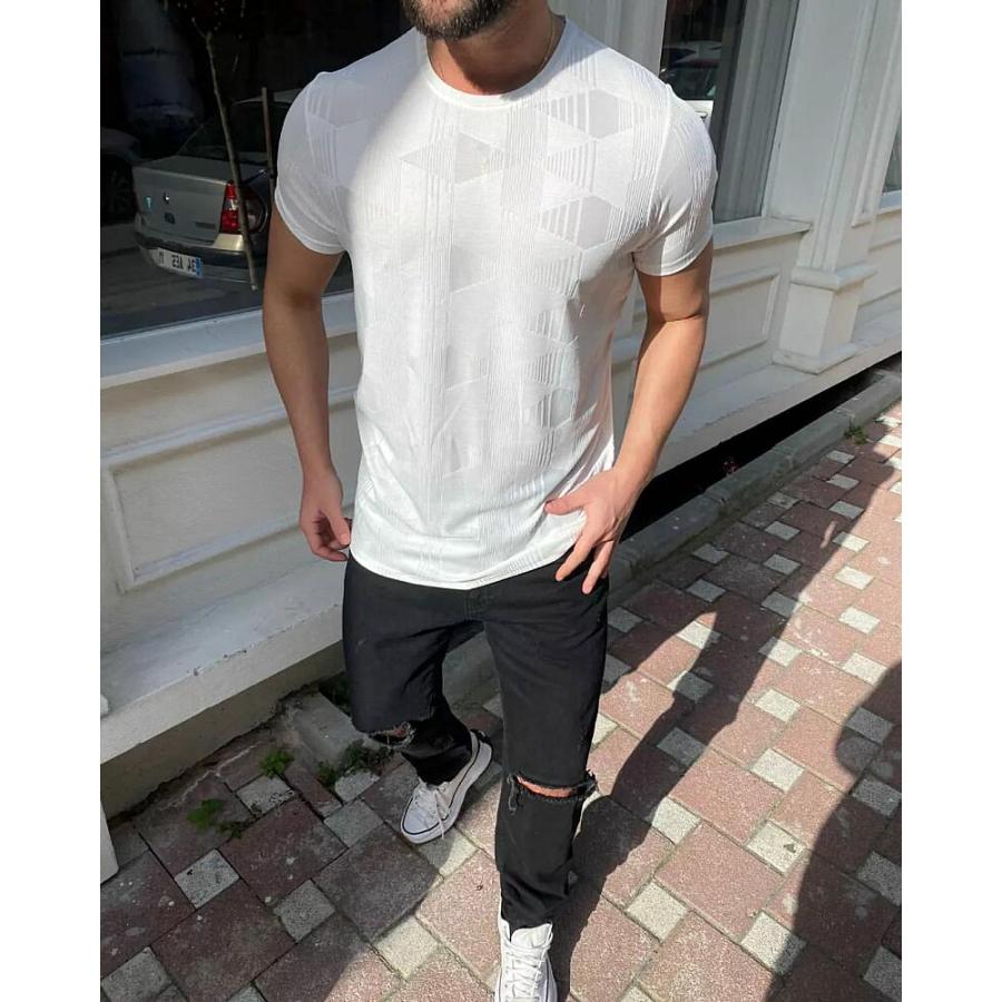 カットソー 半袖 メンズ きれいめ Tシャツ ストレートシルエット 綿50