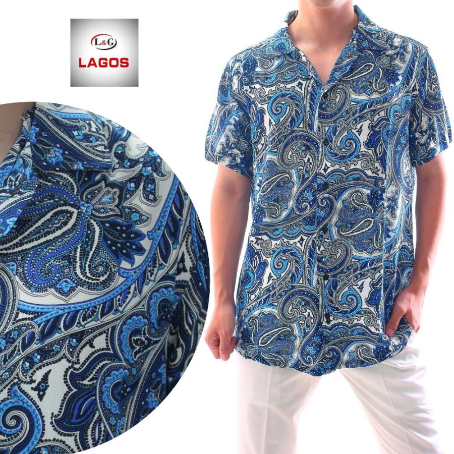 半袖 柄シャツ ペイズリー柄 勾玉模様 派手 リゾート ルーズフィット