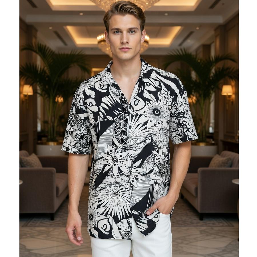 アロハシャツ 半袖柄シャツ 半袖シャツ 開襟シャツ オープンカラー 花