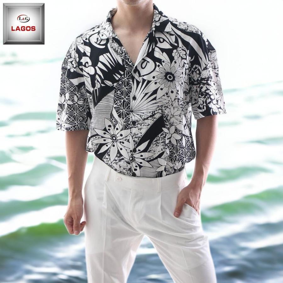 アロハシャツ 半袖柄シャツ 半袖シャツ 開襟シャツ オープンカラー 花