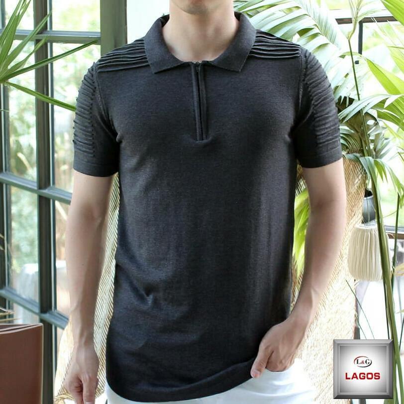 サマーニット サマーセーター メンズ 半袖ニット 春ニット 夏ニット ポロシャツ ハーフジップ 半袖 グレー 細身 タイト ニットポロ 綿50 夏 綺麗め ゴルフ Lagos23 Bin 1 Limitedヤフーショップ 通販 Yahoo ショッピング