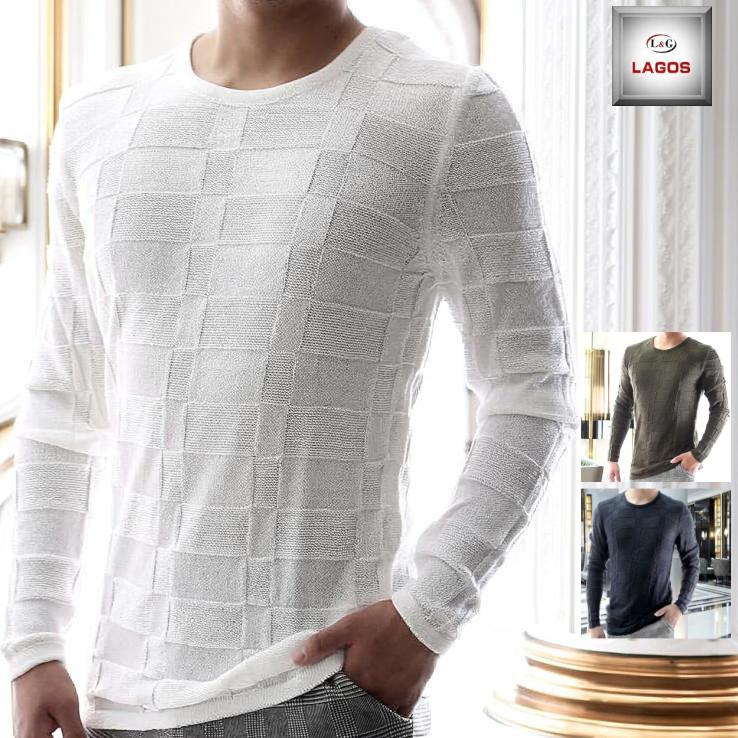 薄手のニット セーター 薄手 薄地 チェック メンズ クルーネック 大きいサイズも入荷 春 秋 冬 保存版