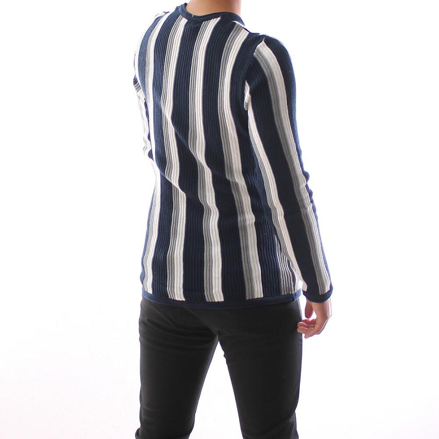 薄手のニット セーター ストライプ メンズ 紺グレー白 薄手 薄地