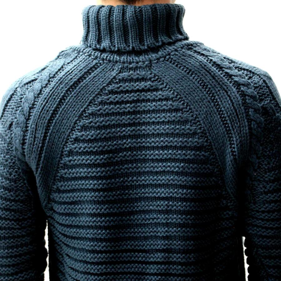 タートルネック ニット ハイネック ローゲージ セーターメンズ 厚地