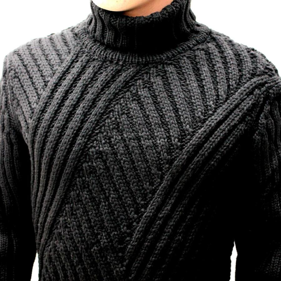 タートルネック ニット ハイネック ローゲージ セーターメンズ 厚地