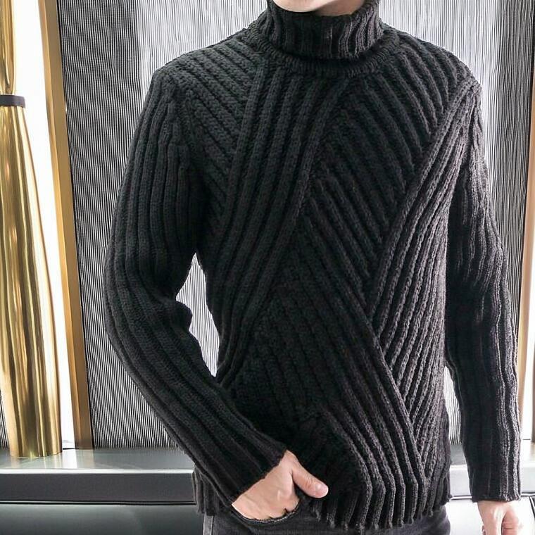 タートルネック ニット ハイネック ローゲージ セーターメンズ 厚地
