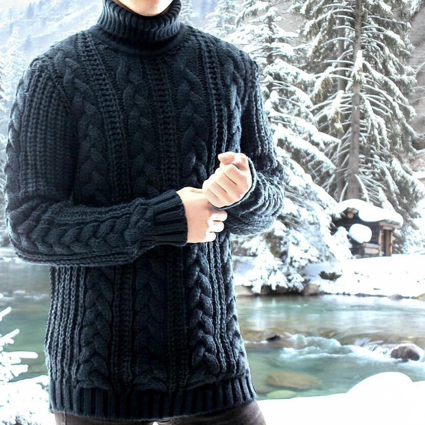 タートルネック ニット ハイネック ケーブル編み ざっくりローゲージ