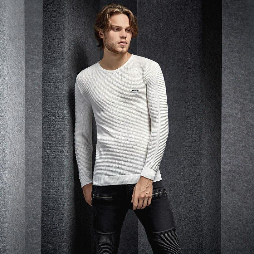薄手のニット セーター メンズ クルーネック 薄地 白グレー コットンニット 春 秋冬 Lcr1545 Bin 1 Limitedヤフーショップ 通販 Yahoo ショッピング