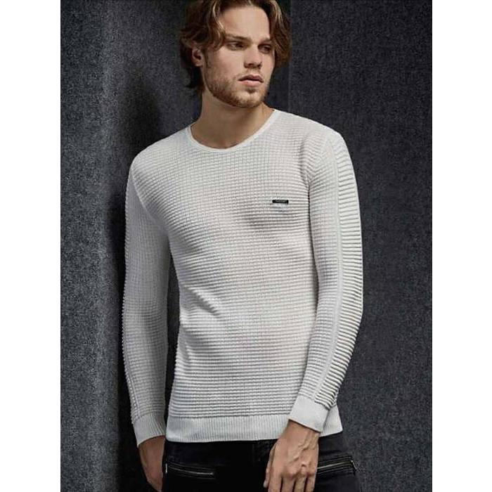 薄手のニット セーター メンズ クルーネック 薄地 白グレー コットンニット 春 秋冬 Lcr1545 Bin 1 Limitedヤフーショップ 通販 Yahoo ショッピング