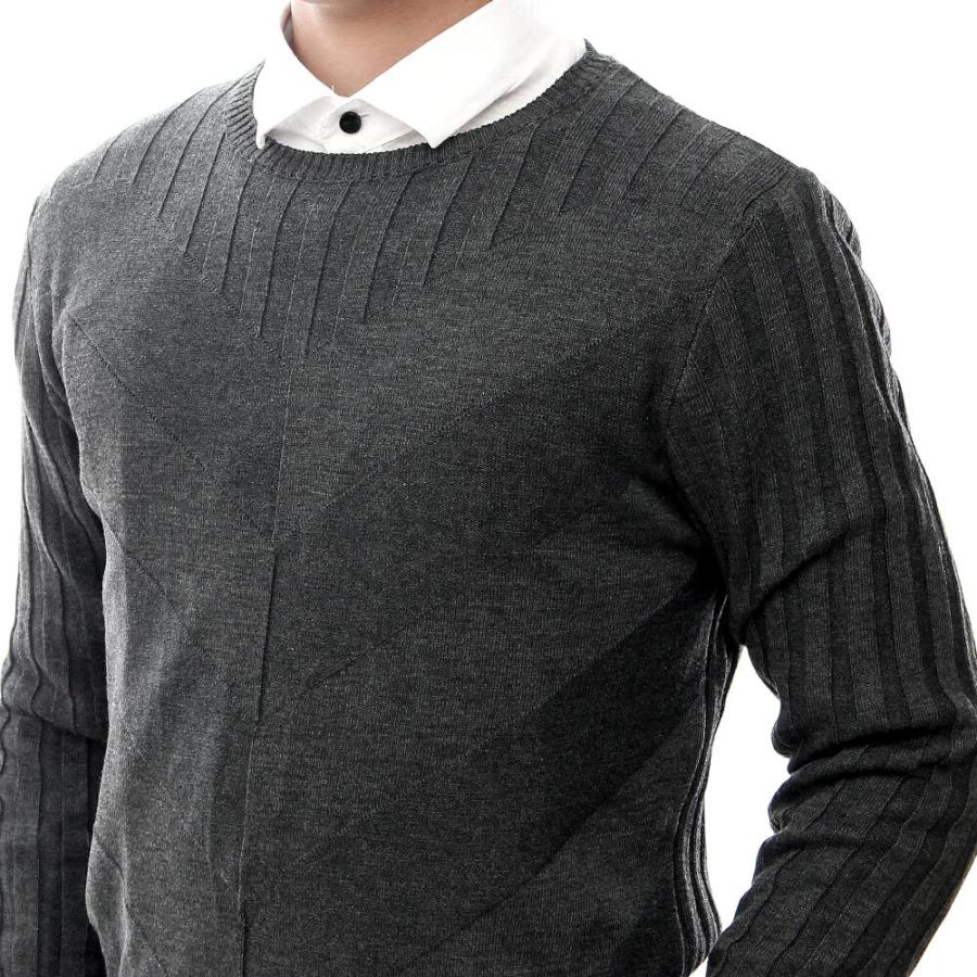 クルーネックニット 薄手のニット セーター メンズ Vモチーフ