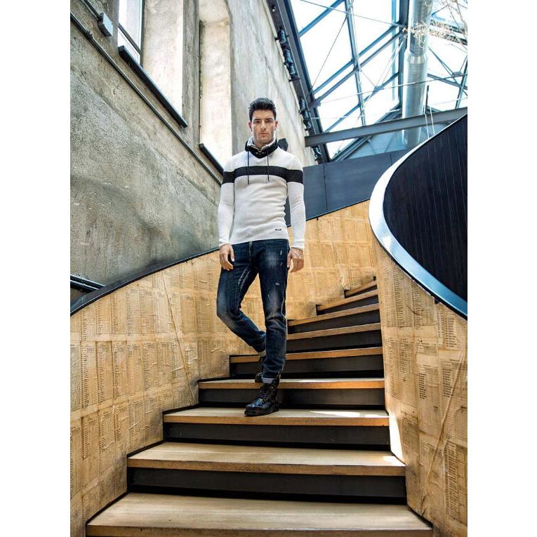 薄手のニット ハイネック モックネック セーター 2枚襟 ハーフジップ