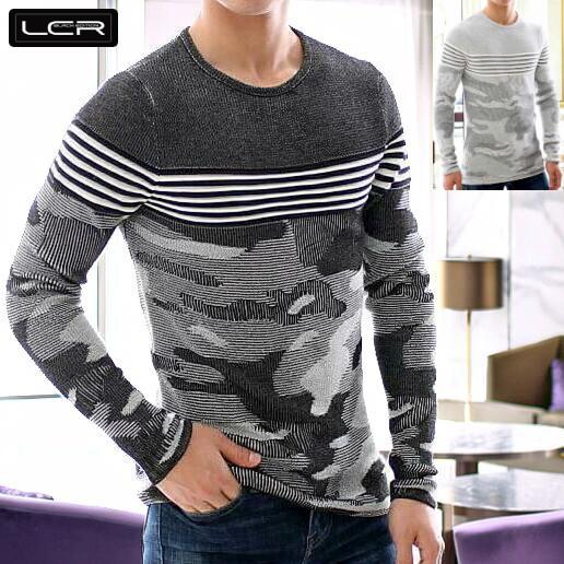 薄手のニット セーター メンズ 迷彩 ボーダー編み タイト 薄地 クルーネック コットンセーター 春 秋 冬 Lcr15 Bin 1 Limitedヤフーショップ 通販 Yahoo ショッピング