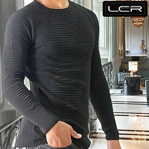 薄手のニット セーター メンズ タイト ボーダー リブ編み 薄手 薄地 コットンセーター 春 秋 冬 白黒 Lcr1845 Bin 1 Limitedヤフーショップ 通販 Yahoo ショッピング