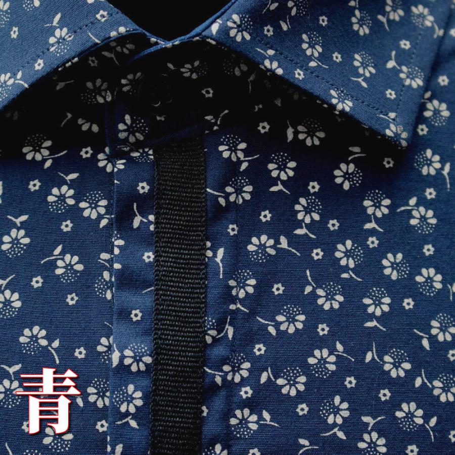 長袖シャツ カジュアルシャツ 花柄 ストレッチ メンズ 紺/白/黒/青
