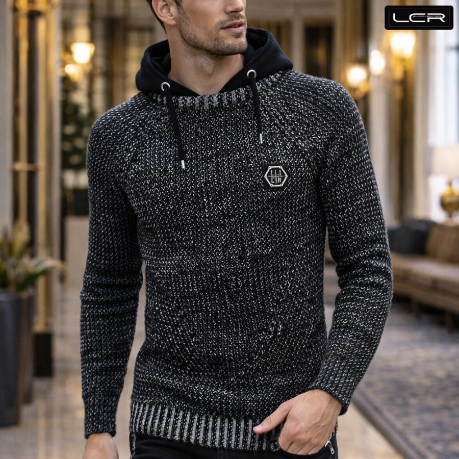 ニット パーカー クルーネック セーター メンズ リブ編み プルオーバー 白黒 Lcr5190 Bin 1 Limitedヤフーショップ 通販 Yahoo ショッピング