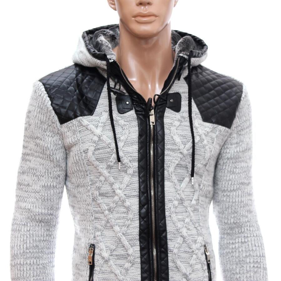 ニットパーカー ニットジャケット セーター メンズ ジップアップ