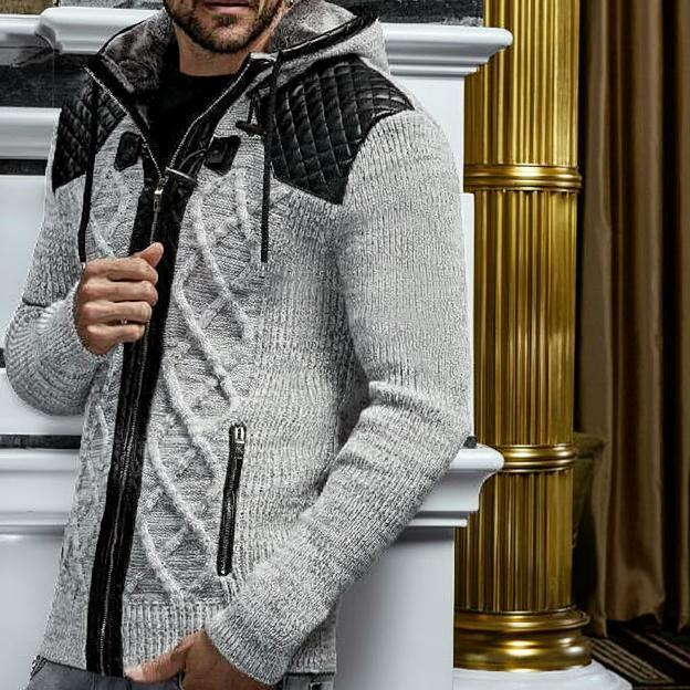 ニットパーカー ニットジャケット セーター メンズ ジップアップ 白