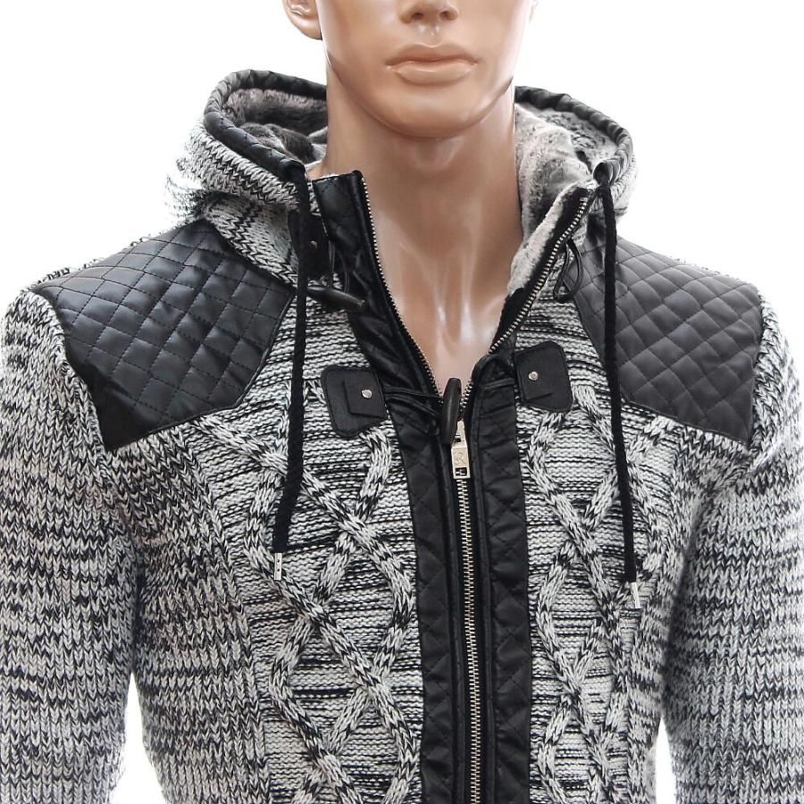 ニットパーカー ニットジャケット セーター メンズ ジップアップ