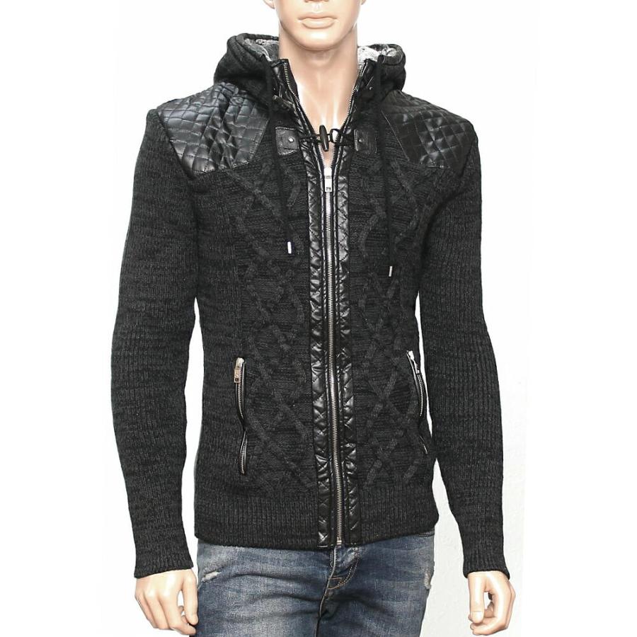 ニットパーカー ニットジャケット セーター メンズ ジップアップ 白