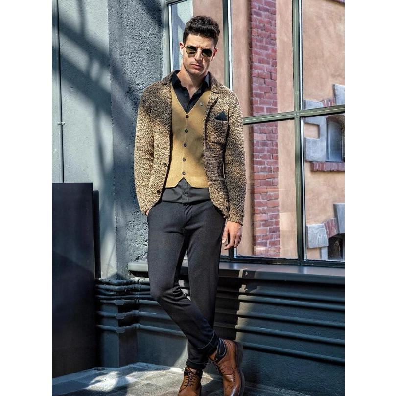 ニット テーラードジャケット メンズ カーディガン 秋冬 セーター 大きいサイズも 入荷 やや厚手 アクリル ウール Lcr5695 Bin 1 Limitedヤフーショップ 通販 Yahoo ショッピング