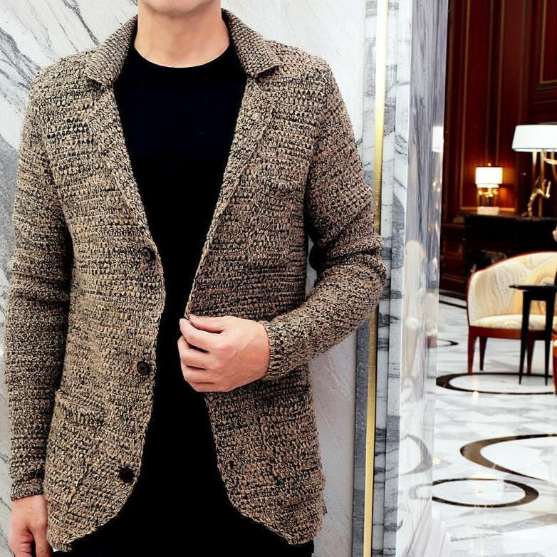 ニット テーラードジャケット メンズ カーディガン 秋冬 セーター