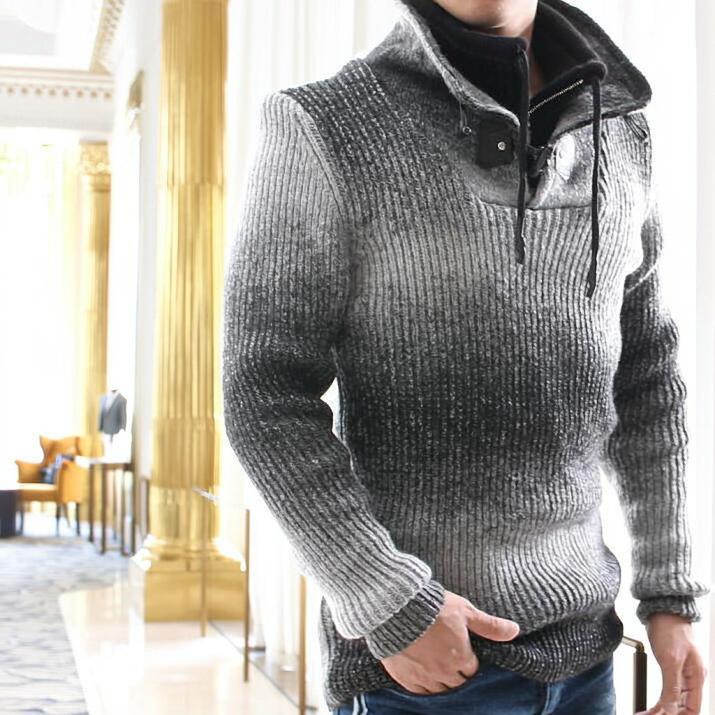 ハイネック ローゲージニット モックネック セーター 2枚襟 ハーフ