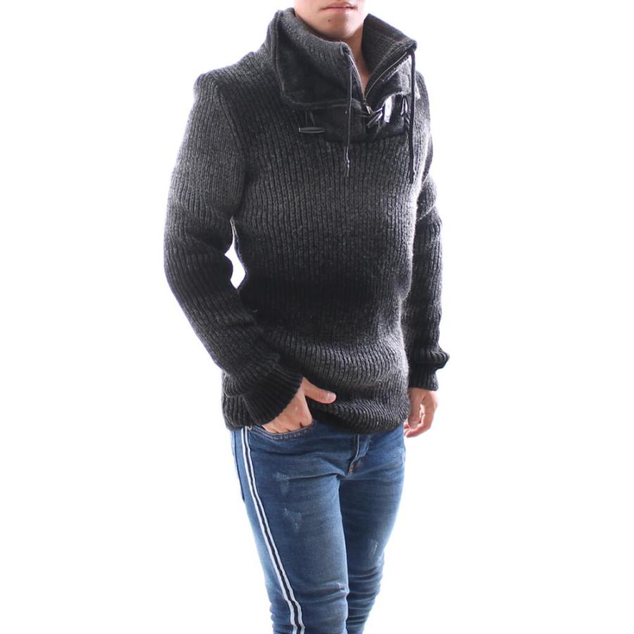 ハイネック ローゲージニット モックネック セーター 2枚襟 ハーフ