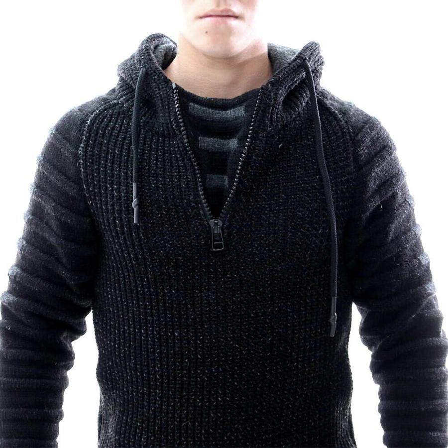 ニットパーカー メンズ ローゲージ セーター ハーフジップ プルオーバー 厚手 白グレー 黒 Xxl大きいサイズも入荷 タイト 細身 リブ編み Lcr5770 Bin 1 Limitedヤフーショップ 通販 Yahoo ショッピング