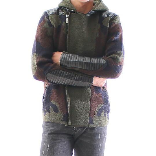 ローゲージニット メンズ ジャケット ライダースジャケット