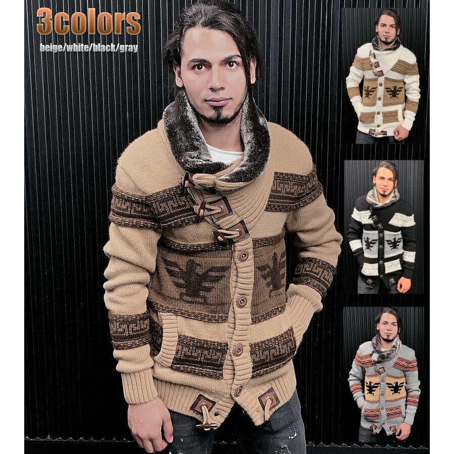ニットジャケット ローゲージニット セーター ハイネック カウチン風 カーディガン 厚手 メンズ 白黒グレーベージュ 大きいサイズも入荷 Lcr5872 Bin 1 Limitedヤフーショップ 通販 Yahoo ショッピング