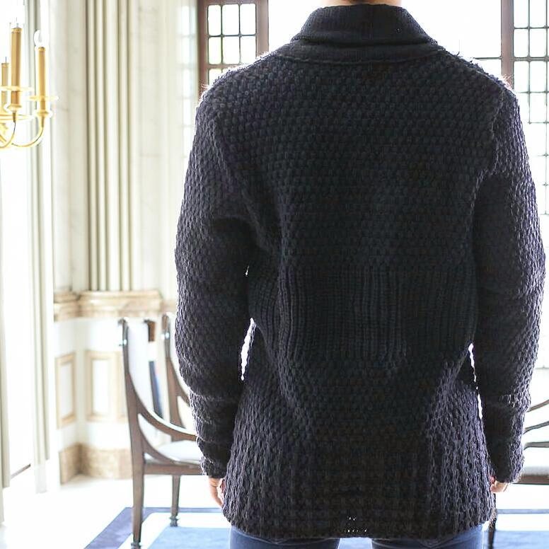 ショールカラー カーディガン ニットジャケット ローゲージニット