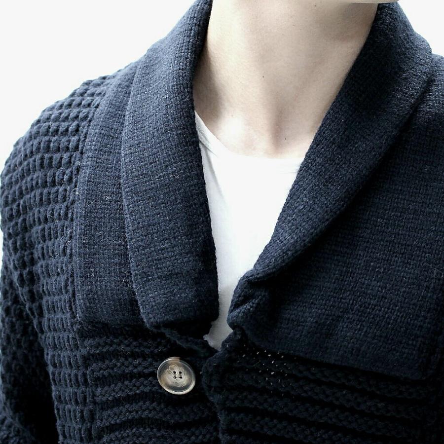 ショールカラー カーディガン ニットジャケット ローゲージ