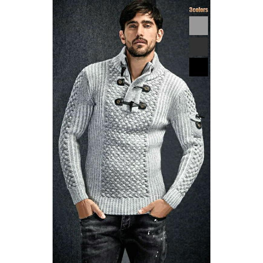 ハイネック モックネック ニット セーター メンズ ケーブル編み フィッシャーマン ハーフジップ 白黒グレー チャコールグレー M L Xl Xxl Lcr7130 Bin 1 Limitedヤフーショップ 通販 Yahoo ショッピング