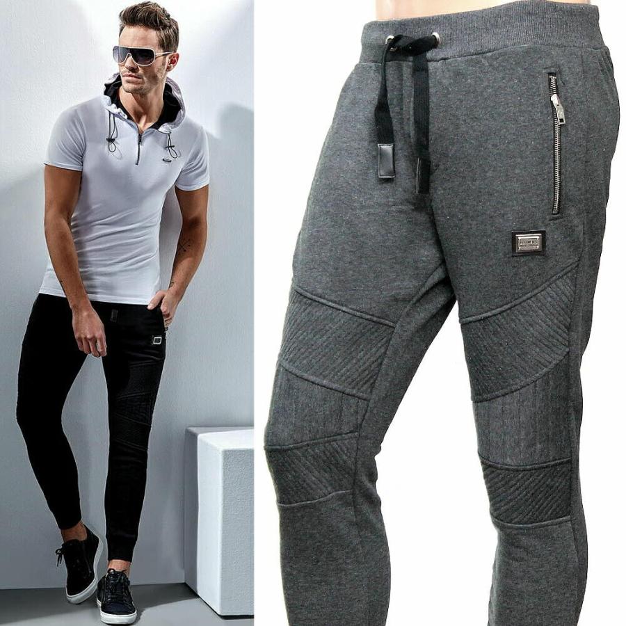 スキニー スウェットパンツ ジョガー バイカー パンツ メンズ