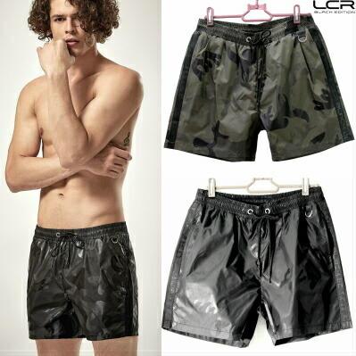 水着 サーフパンツ メンズ 迷彩 カモフラ サポーター付き カーキ/黒 M