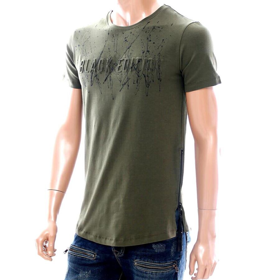 Tシャツ メンズ 半袖 立体ロゴ ペンキ散らしプリント クルーネック 