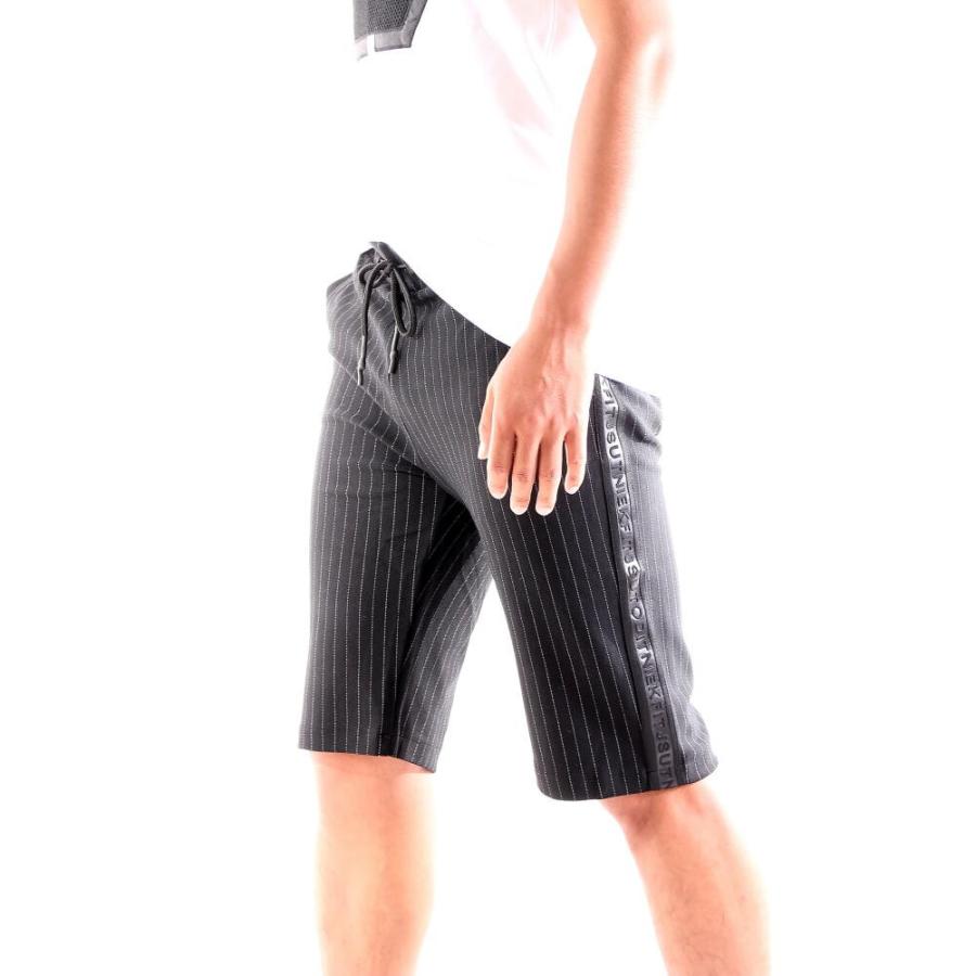 ジャージー ショートパンツ ストライプ 半ズボン イージーパンツ メンズ　黒　サイドライン 大きいサイズ も入荷｜bin-1｜02