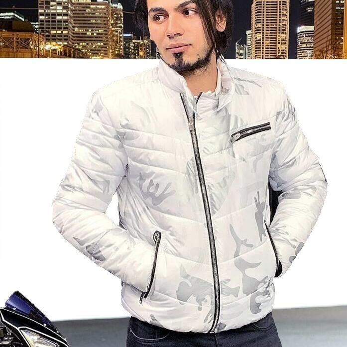 中綿ジャケット ライダース 白 迷彩 メンズ アウター ブルゾン 冬 XXL