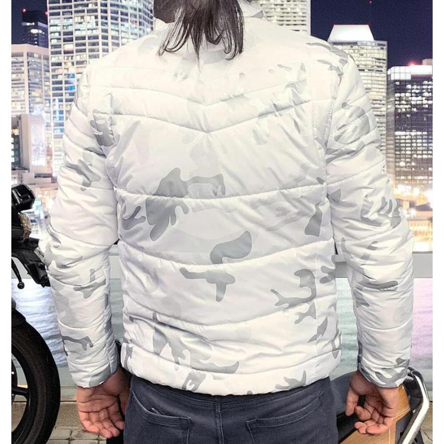 中綿ジャケット ライダース 白 迷彩 メンズ アウター ブルゾン 冬 XXL