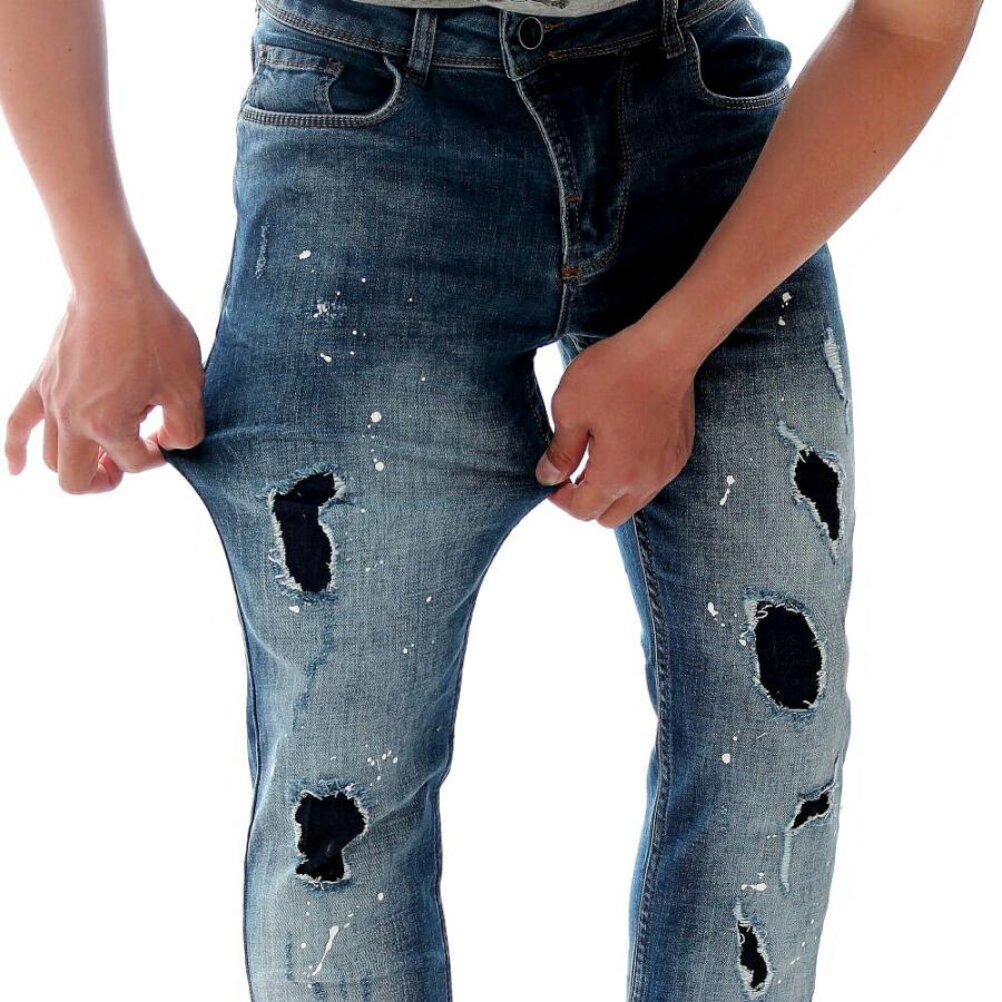 BROCHURE 25ss 1P ダメージ加工 DENIM ブルー L BROCHURE 25ss 1P ダメージ加工 DENIM ブルー L