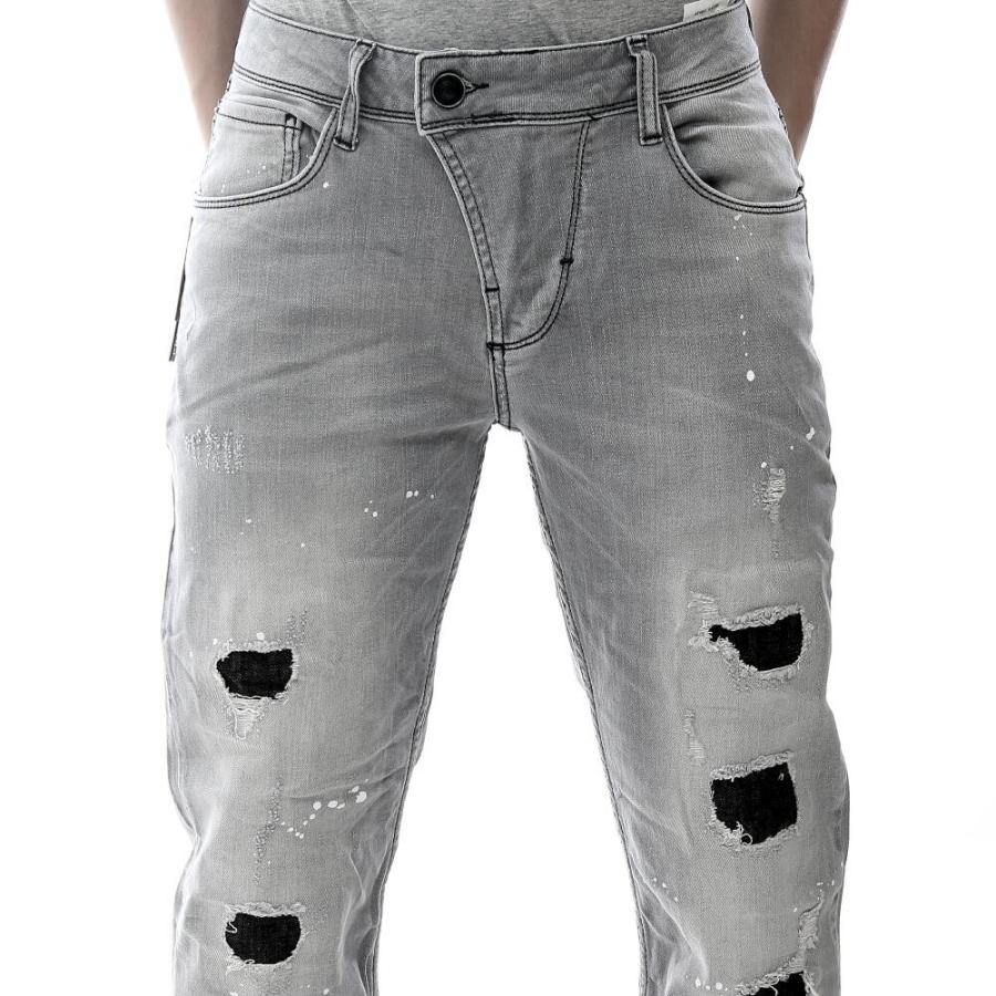 スキニー デニム ジーンズ メンズ ストレッチ ペンキ散らし