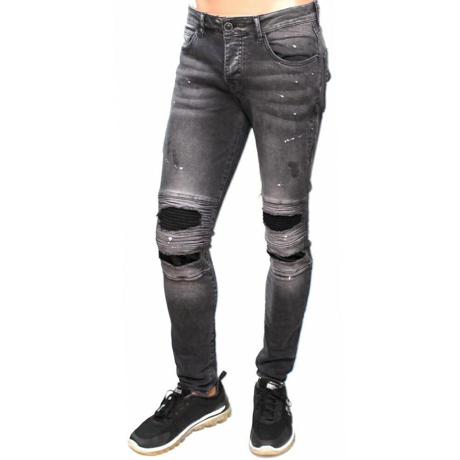 スキニージーンズ メンズ ストレッチ ｚｉｐディテール テーパード 黒 ブラック Lcr9935kuro Bin 1 Limitedヤフーショップ 通販 Yahoo ショッピング