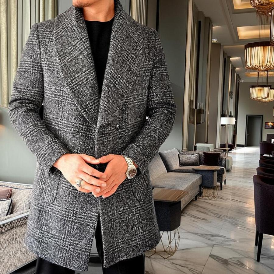 チェスターコート ハーフコート ツイード コート メンズ