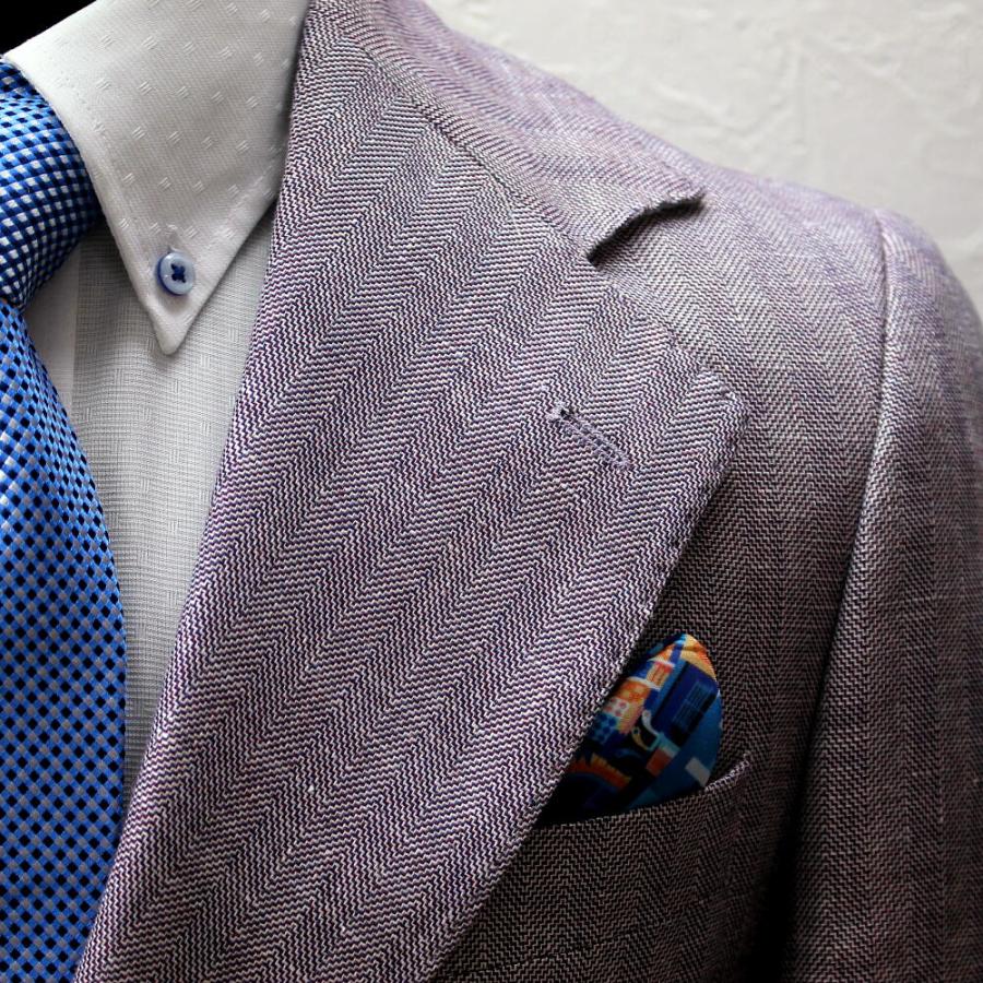 テーラードジャケット メンズ ラベンダー/薄紫/麻混 ジャケパン