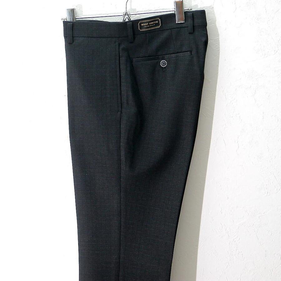 スラックス 千鳥柄スリム ストレート チャコールグレー メンズ