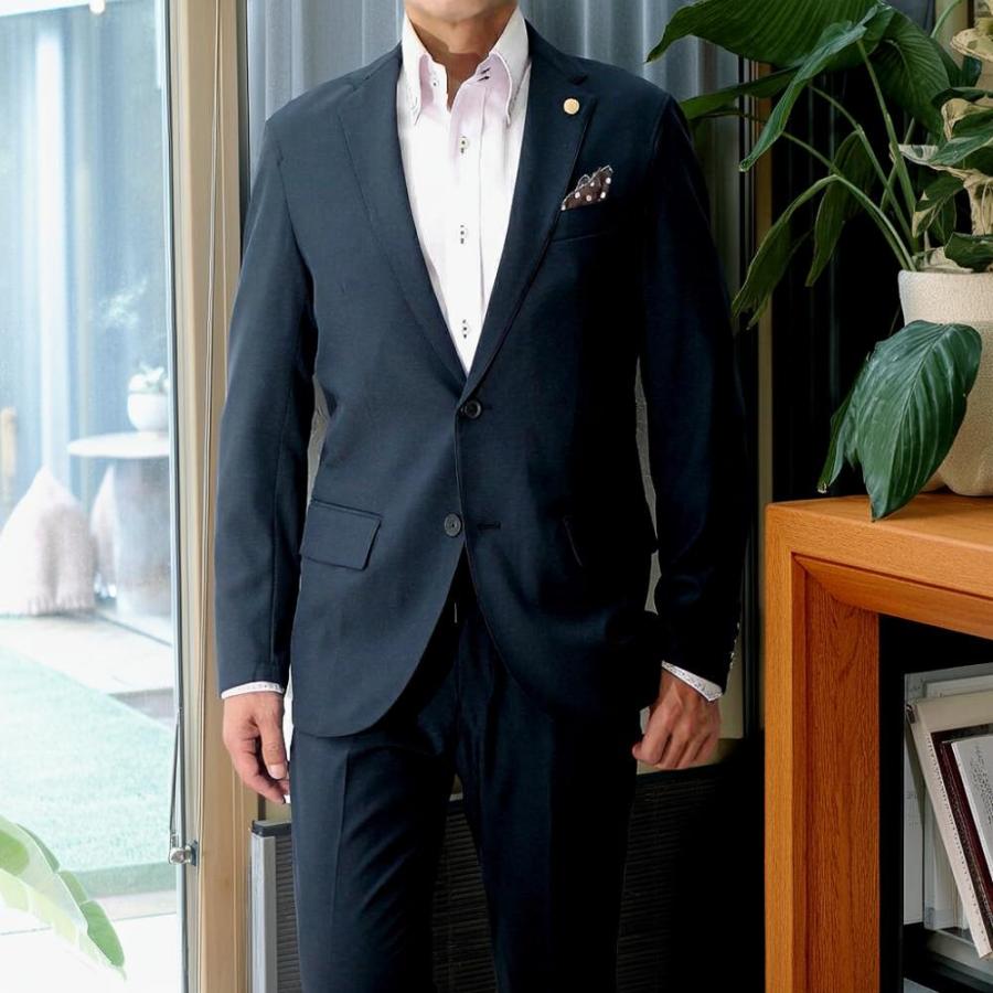 ウエストタックジャケットセットアップスーツ　洗える　4L 17号　ネイビー ルイルエブティック RUIRUE BOUTIQUE ウエストタックジャケット